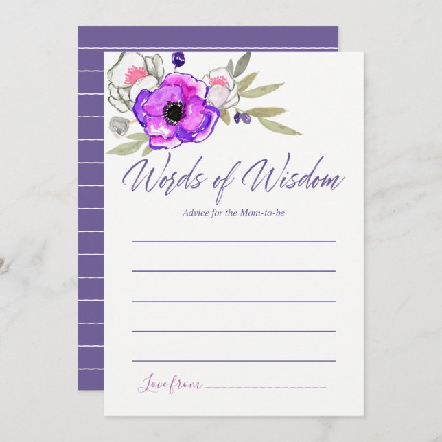 Convite Aconselhamento floral em aquarela para o Chá de fr (Frente/Verso)