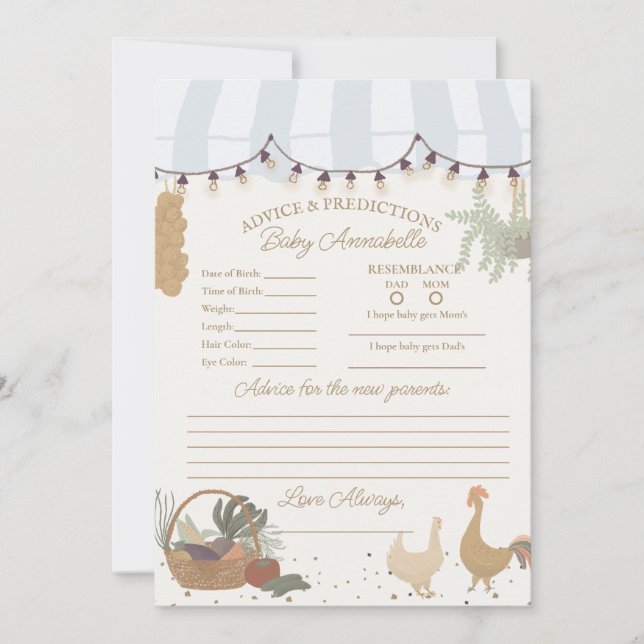 Convite Aconselhamento Fresco Fazenda para Bebê no Mercado (Frente)