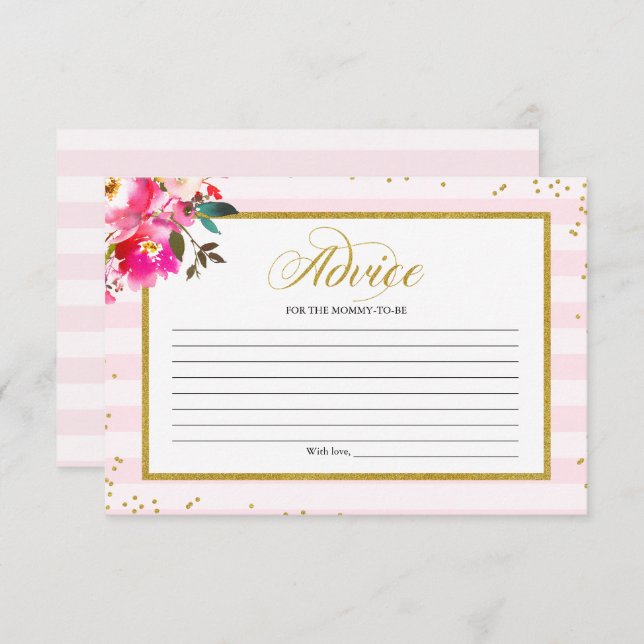 Convite Aconselhamento para o Chá de fraldas Dourado Rosa  (Frente/Verso)