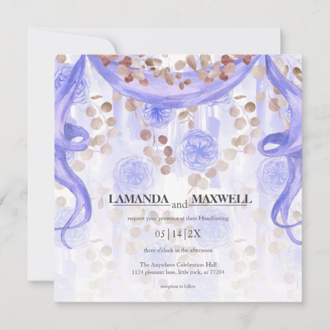 Convite Acoplamento da Fita Floral Púrpura | Casamento out (Frente)