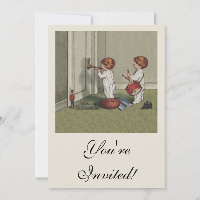 Convite Acordar Sua linda ilustração infantil de Natal (Frente)