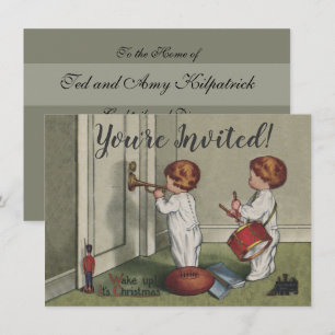 Convite Acorde É Natal ilustração de criança fofa