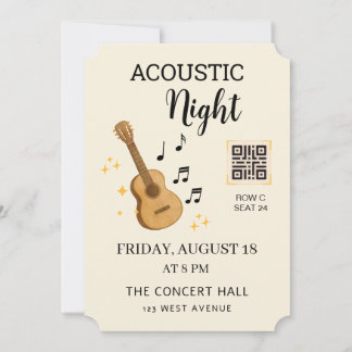 Convite Acoustic Music Event Ticket Pass with QR Code