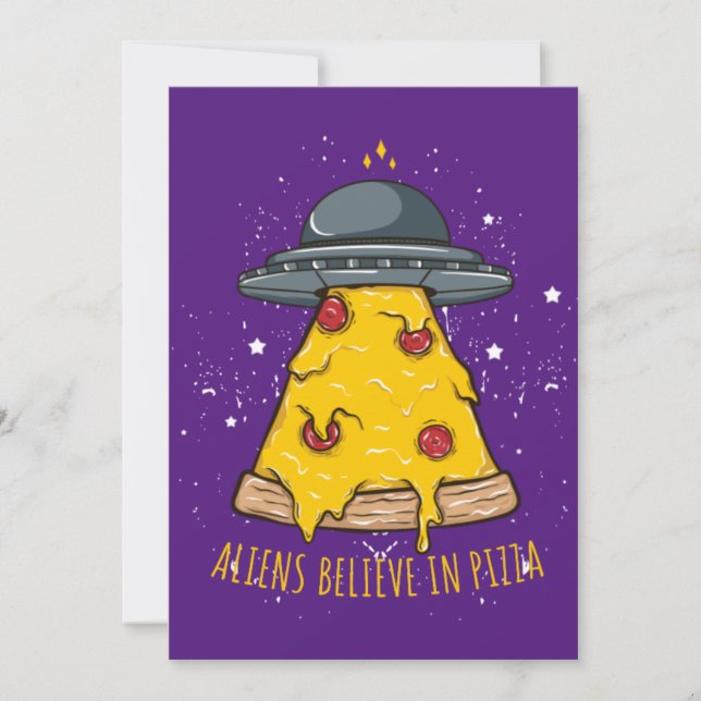 Convite Acredite em Pizza Alienígena (Frente)