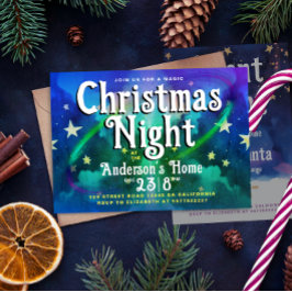 Convite Acredite Na Magia Verde Roxo Festa De Natal Noturn