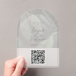 Convite acrílico de código QR de casamento