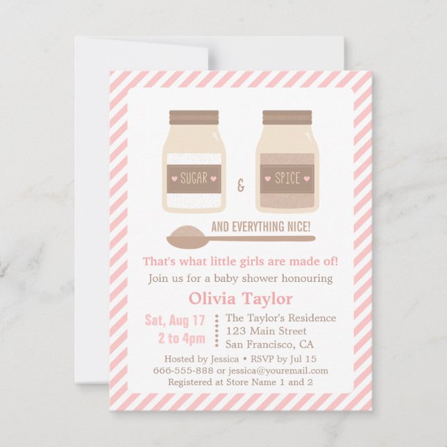 Convite Açúcar e especiaria e tudo chá de fraldas (Frente)