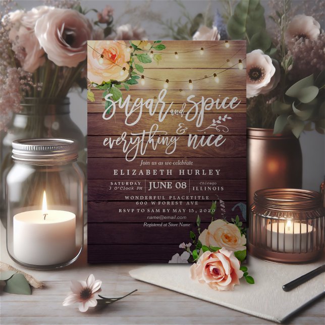 Convite Açúcar e especiarias de Chá de fraldas flexível e  (Criador carregado)