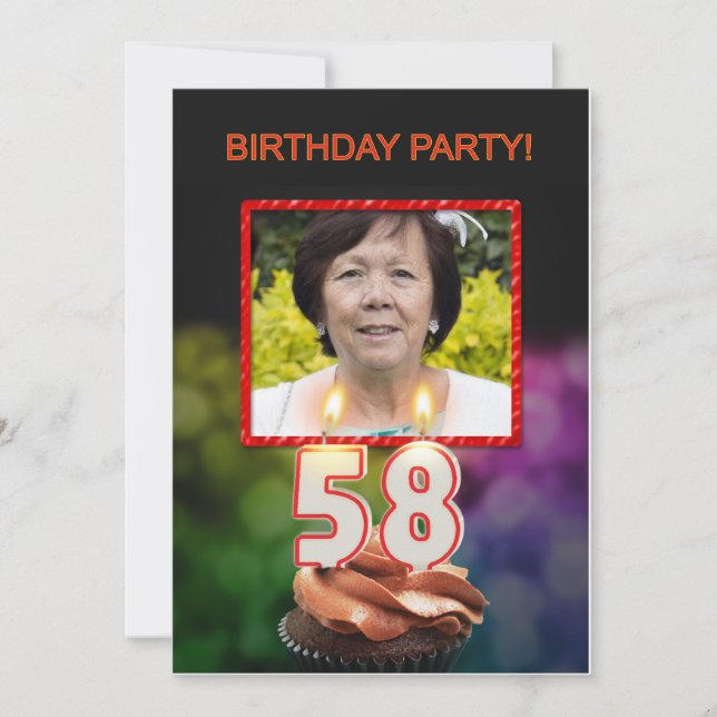 Convite Add a picture, 58th Birthday party Invitation (Frente)