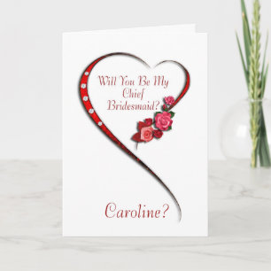 Convite Add name, Swirling heart Chief Bridesmaid invite