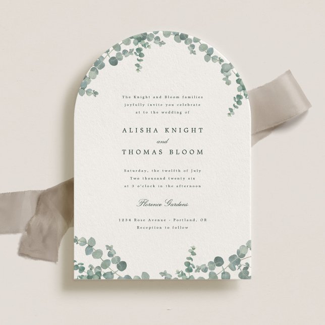 Convite Adelaide Watercolor Eucalyptus Greenery Casamento (Criador carregado)