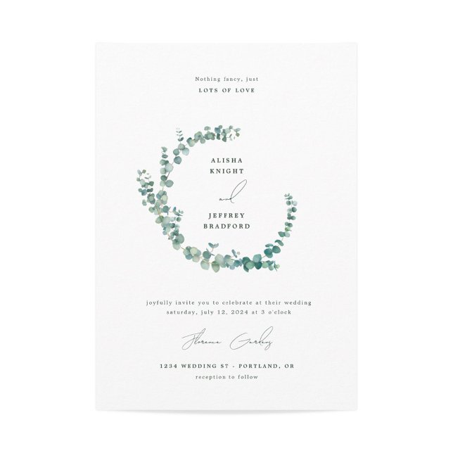 Convite Adelaide Wedding Watercolor Eucalyptus (Criador carregado)