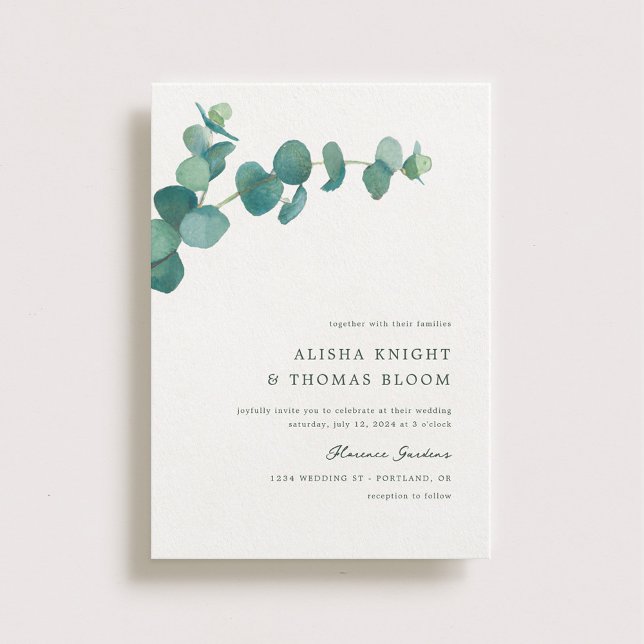 Convite Adelaide Wedding Watercolor Eucalyptus (Criador carregado)