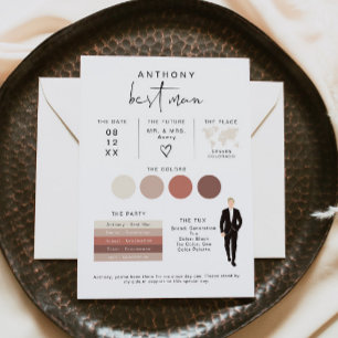 Convite ADELLA Edgy Modern EDITABLE Best Man Info Card