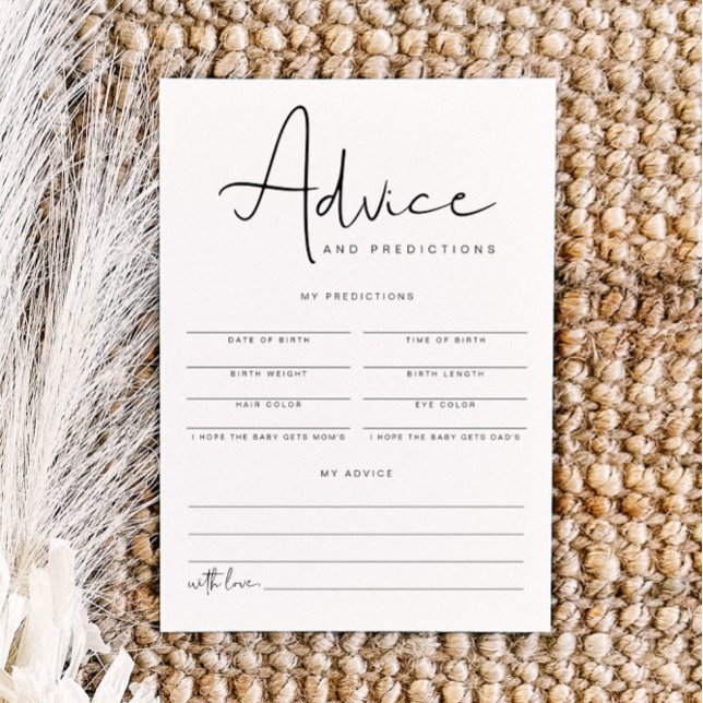 Convite ADELLA Modern Baby Advice and Predictions Card (Criador carregado)