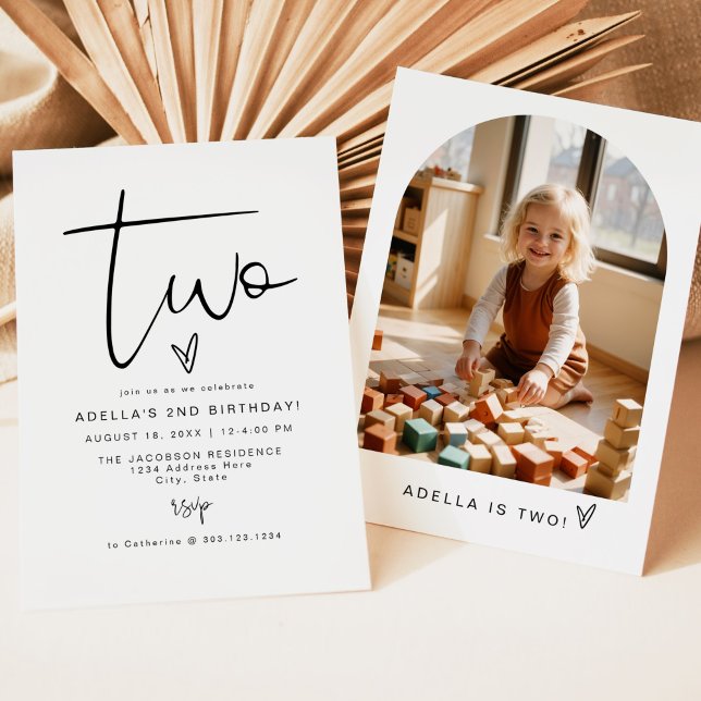 Convite ADELLA Moderno Minimalista Duas Fotografias 2º Ani (Criador carregado)