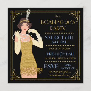 Convite Adereços dourados de Flapper dos anos 20