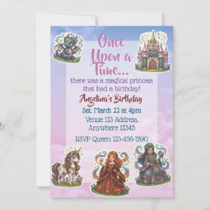 Convite Adesivo Aniversário Princesa Mágica
