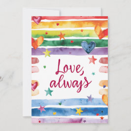 Convite Adesivo Arco-íris de Amor Sempre, Coração de Aquar