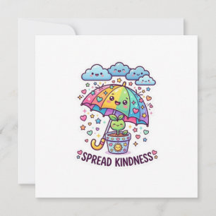 Convite Adesivo de Guarda-chuva Fofo Kawaii Espalhe Bondad