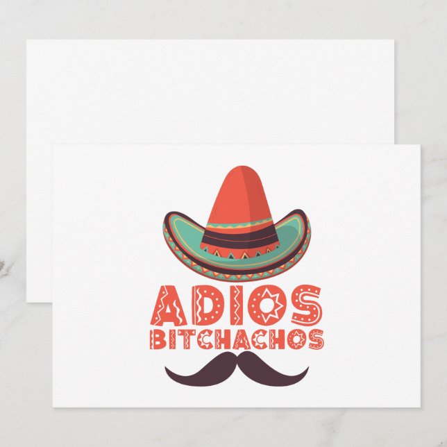 Convite Adeus Bitchachos Sombrero Retro Cinco De Mayo (Frente/Verso)