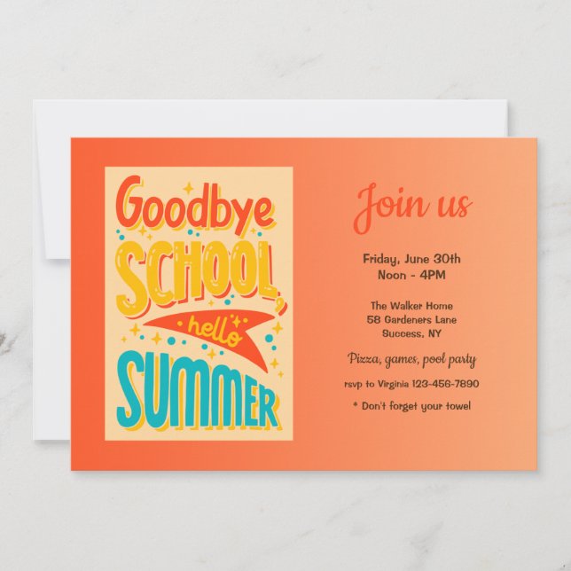 Convite Adeus Escola Olá Verão (Frente)