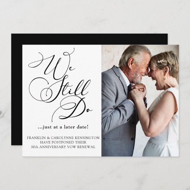 Convite Adiamento da Renovação de Votos de Aniversário Ele (Frente/Verso)