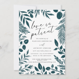 Convite Adiamento de Casamento de Teal Botânico Elegante 