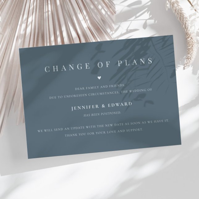 Convite Adiamento de Casamento Minimalista Azul (Criador carregado)