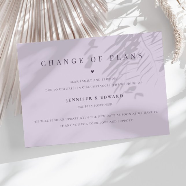 Convite Adiamento de Casamento Minimalista Roxo (Criador carregado)