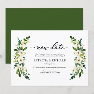 Convite Adiamento do Casamento com Nova Data Floral Verde