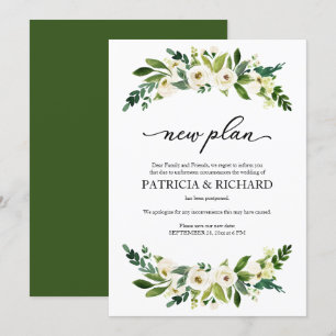 Convite Adiamento do Casamento do Novo Plano Floral Verde