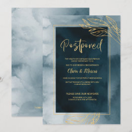 Convite Adiamento do Casamento Náutico e Dourado Aquarela