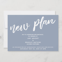 Convite Adiamento do casamento Novo plano Dusty Blue Anúnc