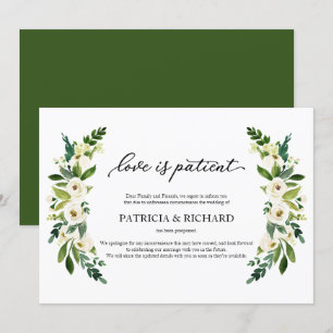 Convite Adiamento do Casamento Paciente de Amor Verde