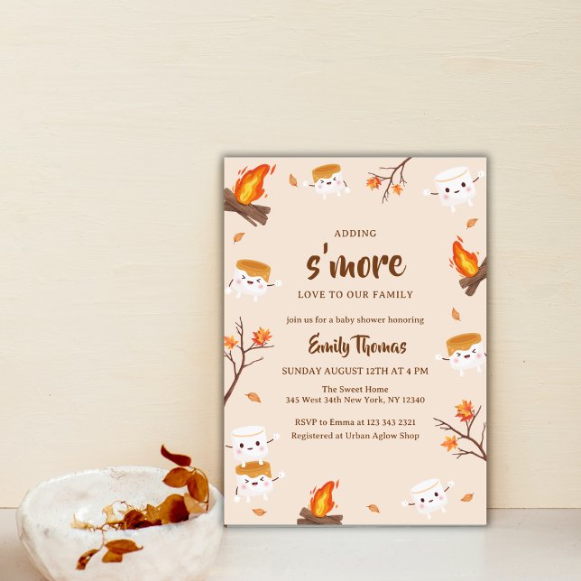 Convite Adicionando Chá de fraldas de Acampamento Russo Do (Adding S'more Love Rustic Camping Baby Shower Invitation)