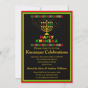 Convite Adicionar Detalhes da Data do Nome Kwanzaa Candles