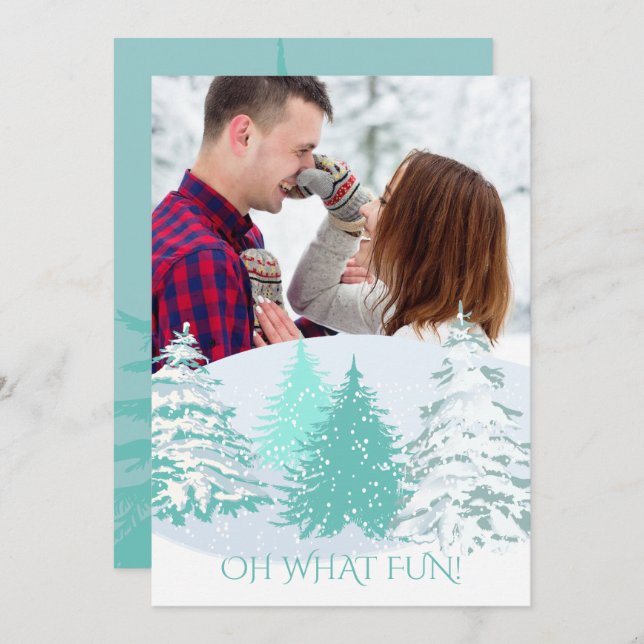 Convite ADICIONAR FOTO - ALTERAR COR Árvores de Natal (Frente/Verso)