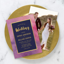 Adicionar Foto Rosa Roxo Aquarela & Casamento Dour