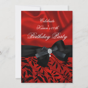 Convite Adicionar Idade Aniversário Festa Vermelho Damasco