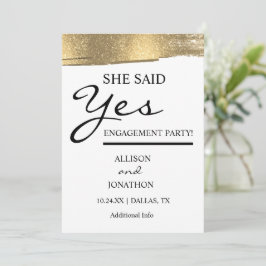 Convite Adicionar Nome Ela Disse Sim Brilho Dourado Convit