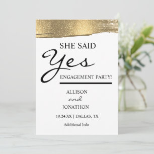 Convite Adicionar Nome Ela Disse Sim Dourado Brilho Convit