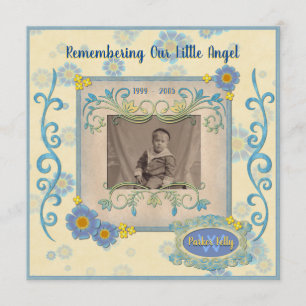 Convite Adicionar Seu Quadro De Flores Azuis Do Serviço D