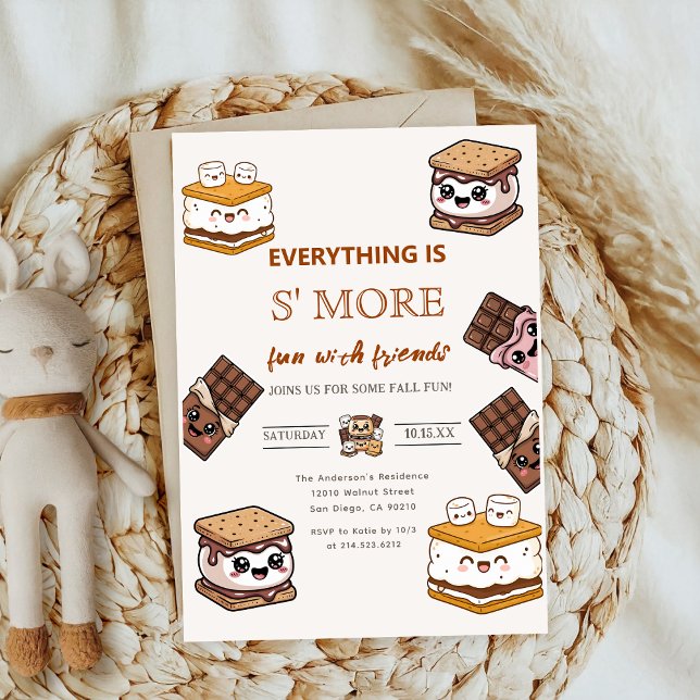 Convite adicionar S'more ao Chá de fraldas marshmallow do  (Criador carregado)