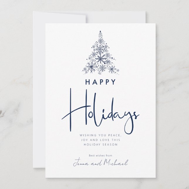 Convite ADICIONAR SUA FOTO | Árvore em flocos de neve (Frente)