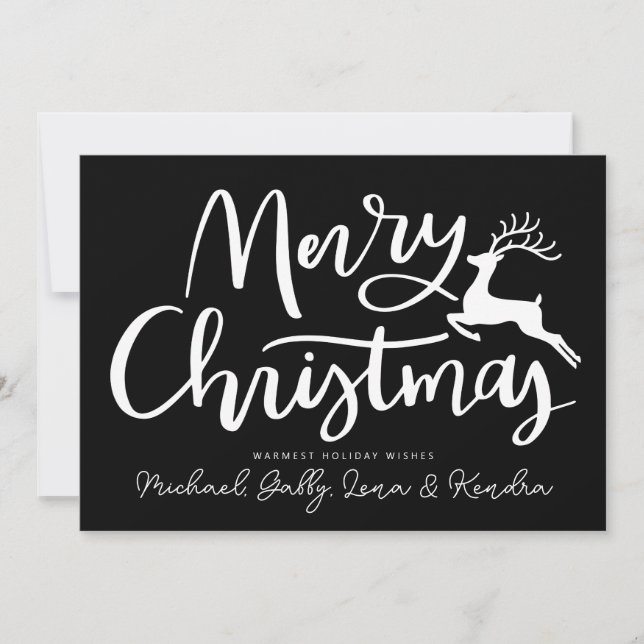 Convite ADICIONAR SUA FOTO | Merry Christmas Reindeer (Frente)