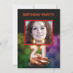 Convite Adicionar uma imagem, aniversário de 21 anos conv