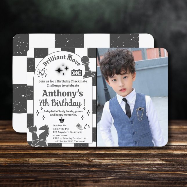 Convite Adicione a sua foto Aniversário do Torneio de Xadr (Criador carregado)