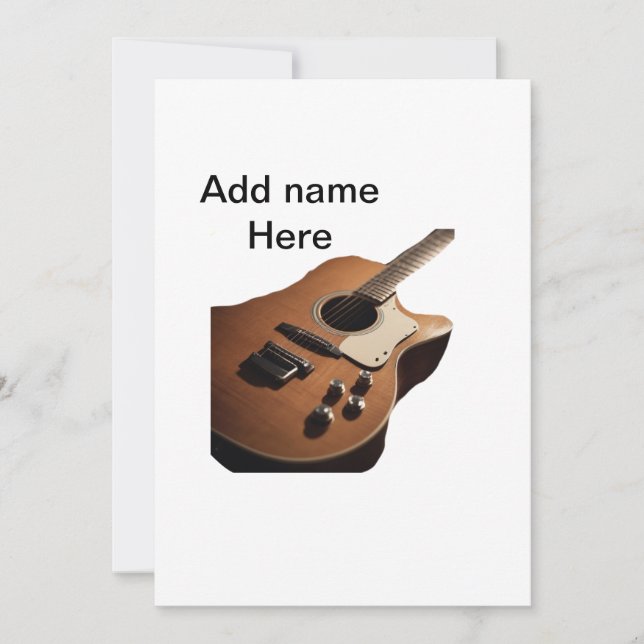 Convite Adicione o nome do texto guitarra acústica castanh (Frente)