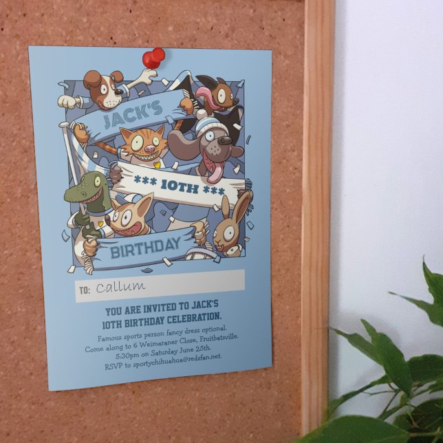 Convite Adicione seu nome Aniversário Ventiladores do anim (Criador carregado)